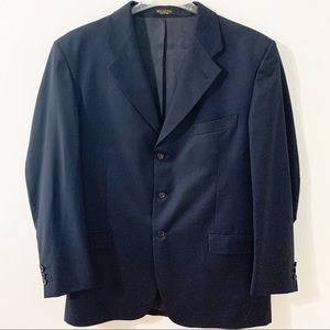 Manzini Italian Fully Lined Button Front Sports Coat Made in Italy Pockets Navy